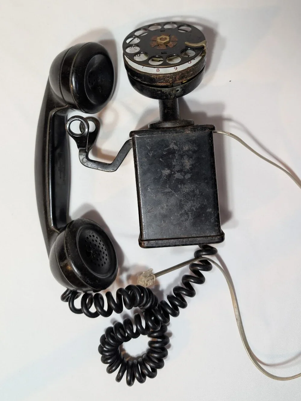 Antique Western Electric Black Rotary Dial Space Saver Wall Mount Phone C1 VTG